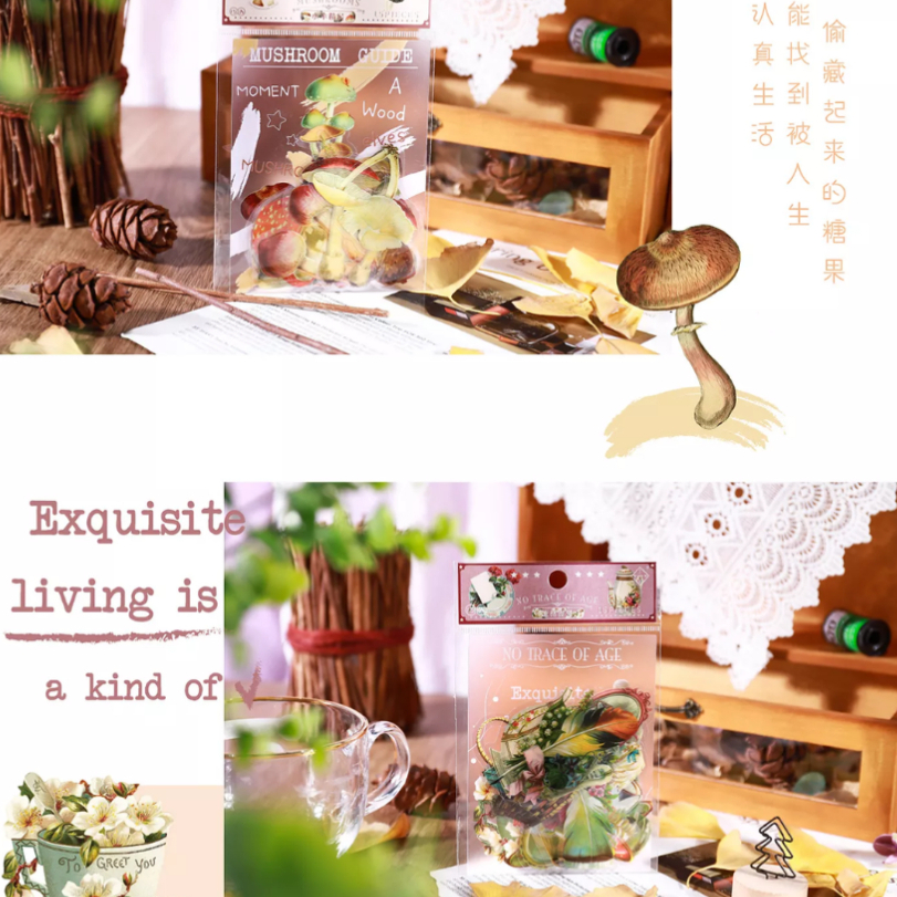 

12 Designs 15pcsbag Shallow Wind Fifteen Poems Series Sticker Creative Handbook DIY Decorative Collage Material Sticker
