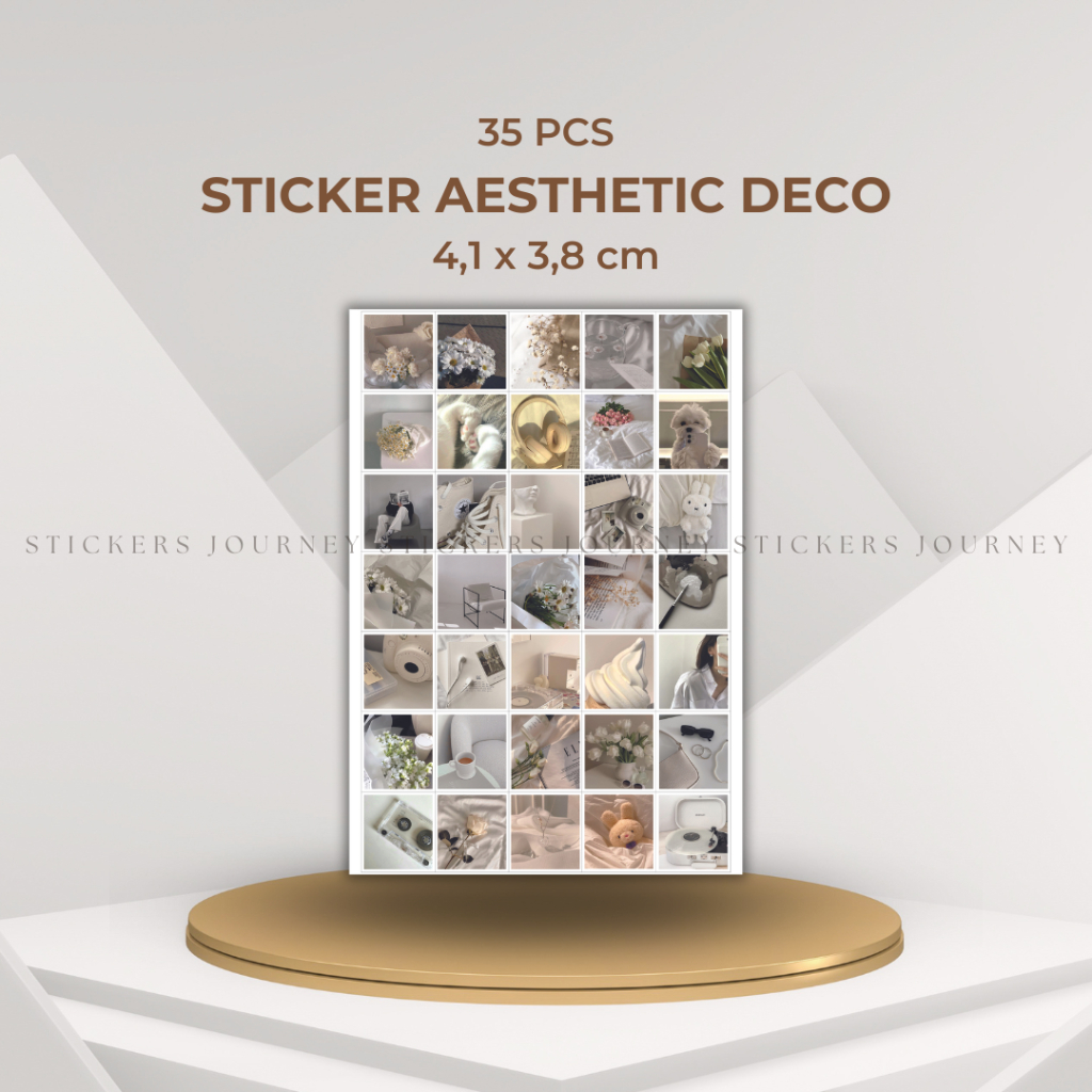 

35 pcs Sticker Aesthetic White Series Sticker Deco Journal Scrapbook Album Glossy Paper Stiker Estetik Cutting Vintage Stiker Size 4,1 x 3,8 cm