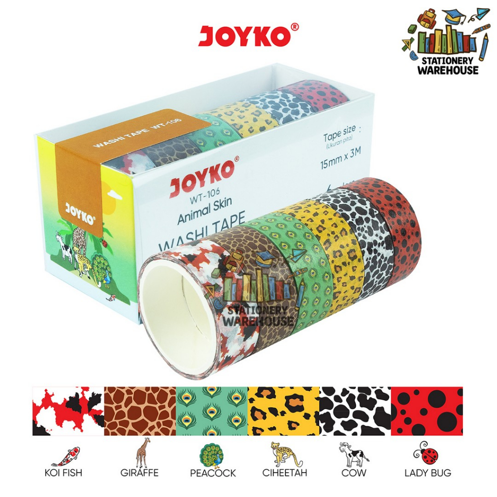 

Washi Tape Pita Perekat Selotip Kertas Warna Joyko WT-106 Animal Skin