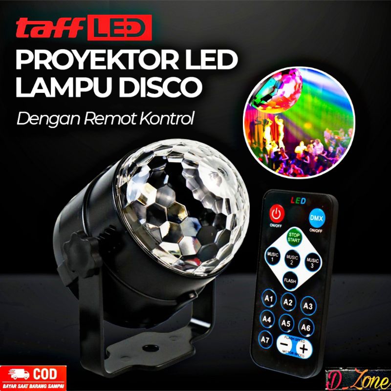 TaffLED Lampu Disko LED  Lampu Proyektor Disco LED RGB 240V 6W with Remote Control Lampu Hias Lampu Galaxy
