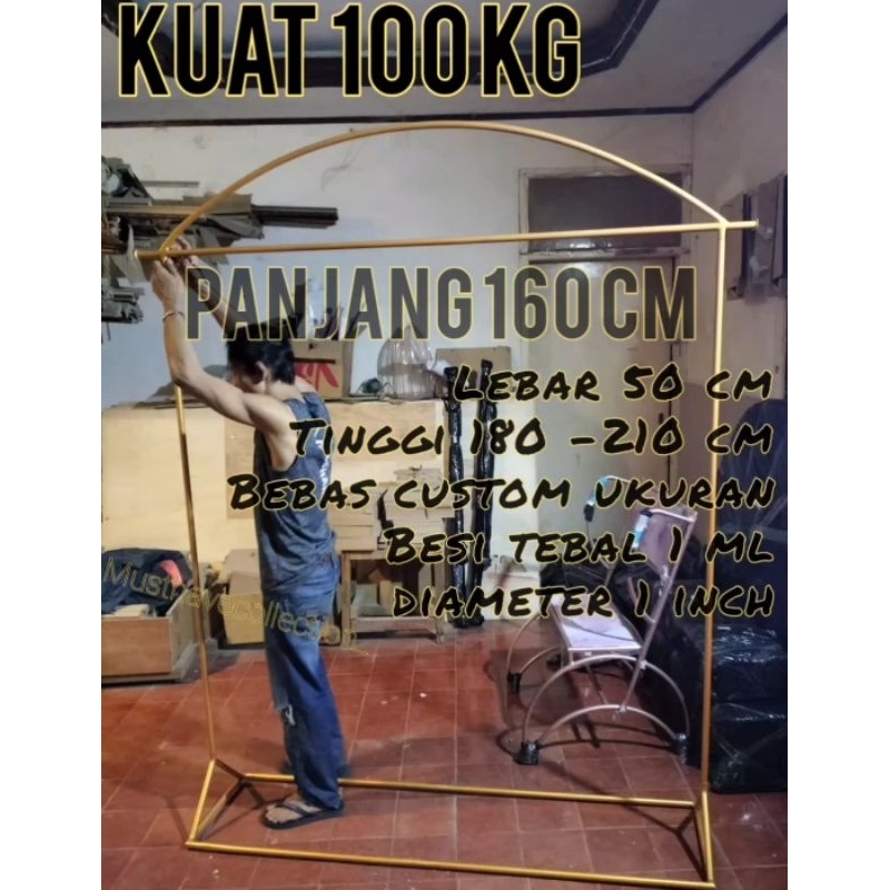 GAWANG BAJU PANJANG 1 1/2 METER SATU SETENGAH DISPLAY WEDDING DRESS GAUN KUAT KOKOH OVAL EMAS GOLD B