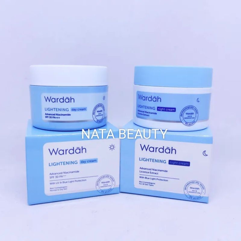 Paket Wardah Lightening Pelembab Wajah siang dan malam/wardah lightening 30 gr Original/BPOM/Terbaru