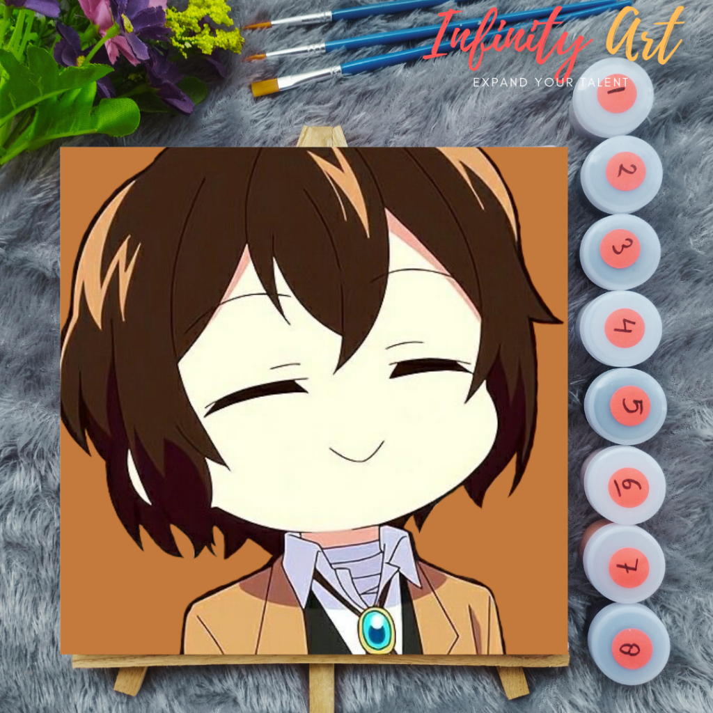 

Paint by Number Anime Bungo Stray Dogs Dazai Osamu Atsushi Ranpo Chuya - DIY Kit Melukis Kanvas 20x20 cm Lengkap Frame - Siap Lukis / Canvas Painting Kit