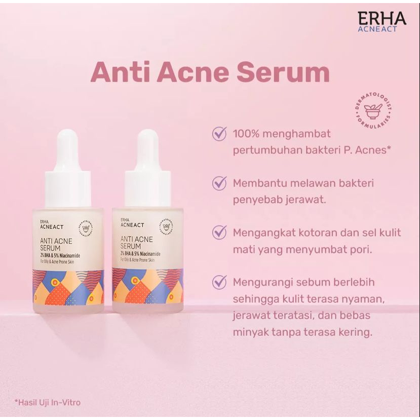 ERHA ACNEACT ANTI ACNE SERUM 30ML - SERUM JERAWAT UNTUK KULIT BERMINYAK