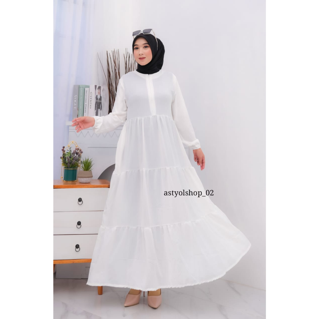 Rempel Susun Tali Bahan Crinkle Airflow / Pakaian Muslimah Terbaru / Gamis Wanita Terlaris