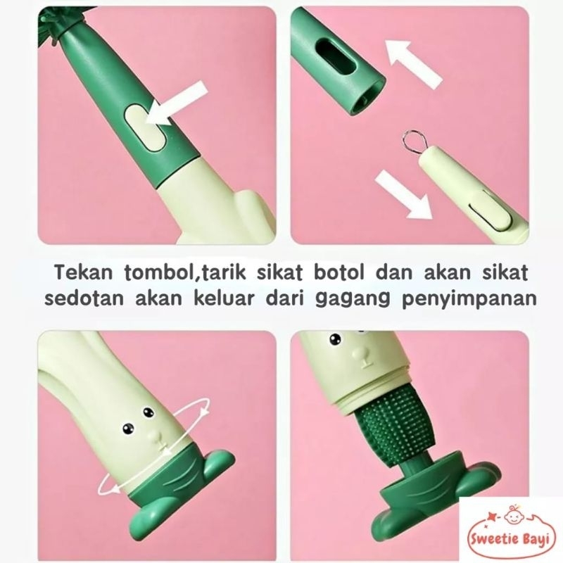 Sikat Botol Susu Bayi 3in1Bahan Silikon Pembersih Dot Anak