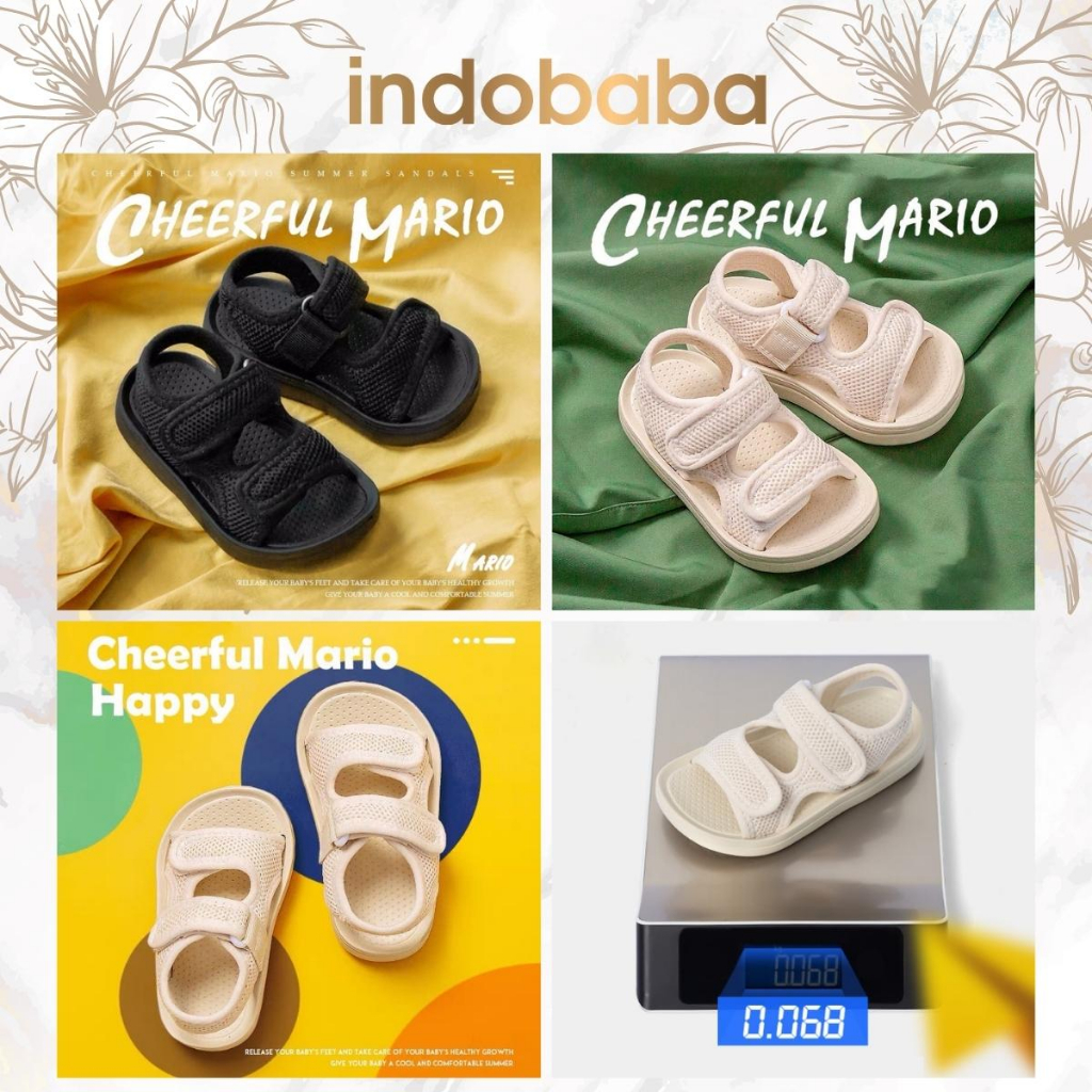 indobaba  Sandal Anak Import Sepatu Sandal Anak Mario Kain Lembut Laki laki Perempuan Eva Sandal Import S107