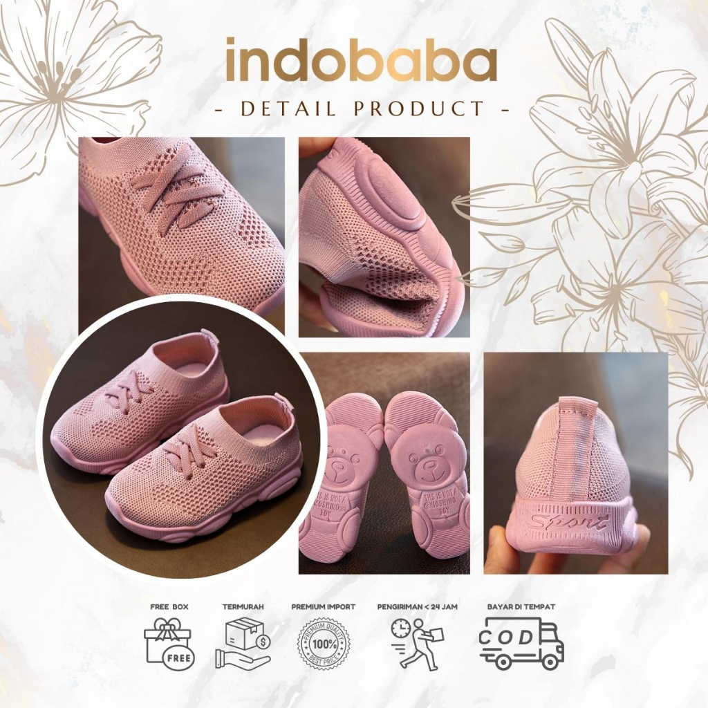 indobaba Sepatu Anak Perempuan Laki Laki Loafers Import Sekolah 1-6 Tahun Bahan Canvas S120