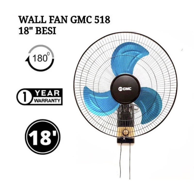 Wallfan Wall Fan Kipas Angin Dinding Besi Tornado GMC 518 18in 18 In 18 Inch Baling Besi