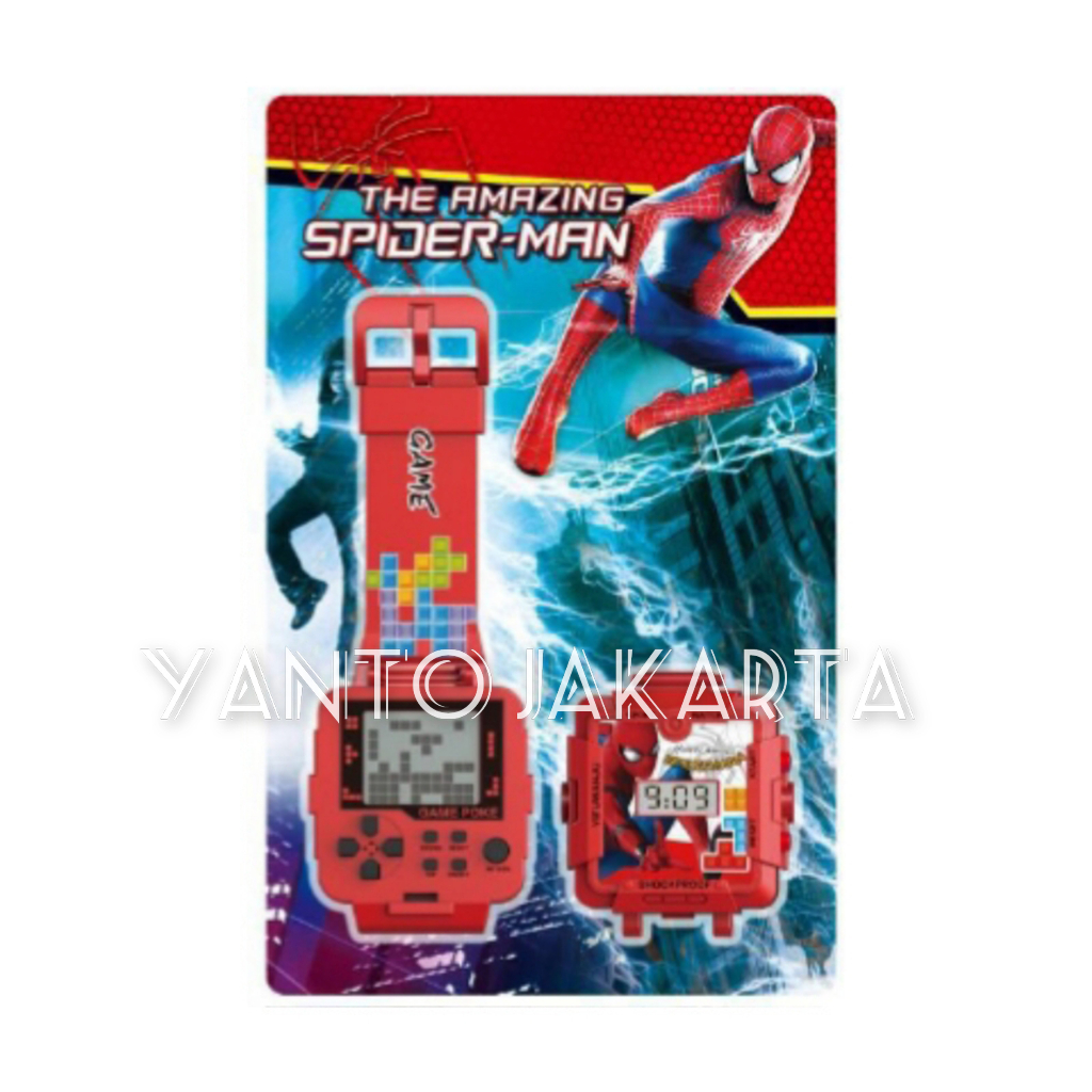 JAM TANGAN ANAK LAKI LAKI KARAKTER SPIDERMAN GAME TETRIS