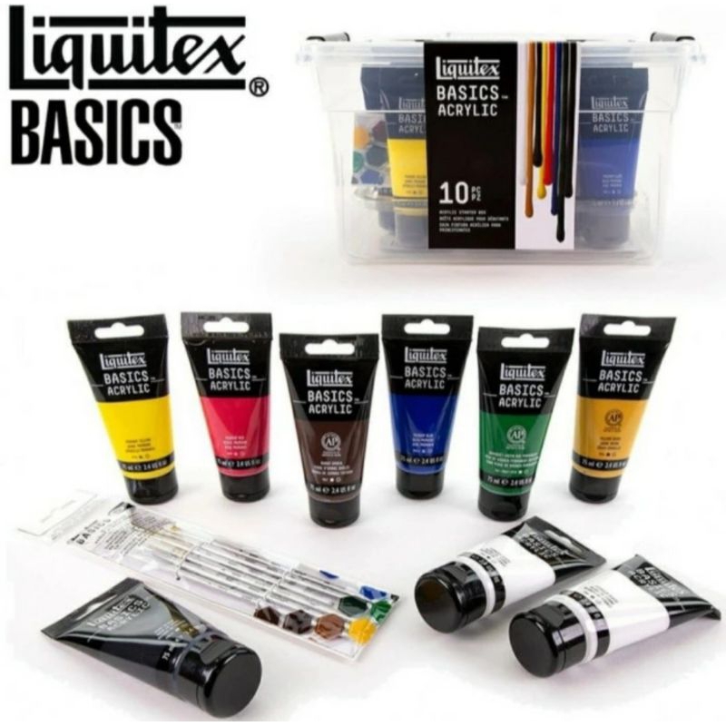 

Liquitex Basics Acrylic Starter Box Set 9 x 75ml + Brush Set