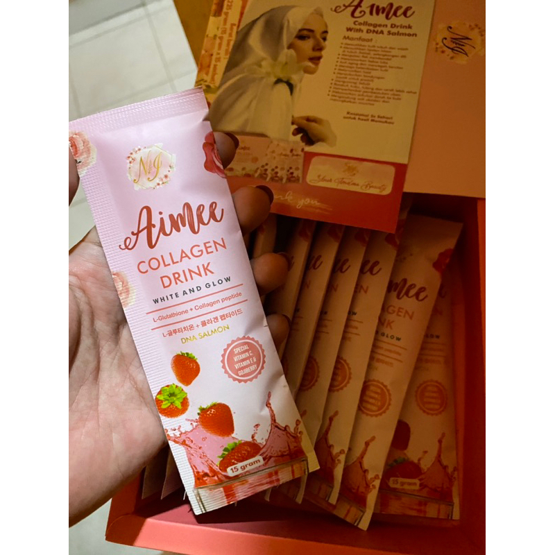 SALE 1Sachet Aimee Collagen Drink Dna Salmon Safron Apple Stemcell Premium Minuman Kolagen Colagen P