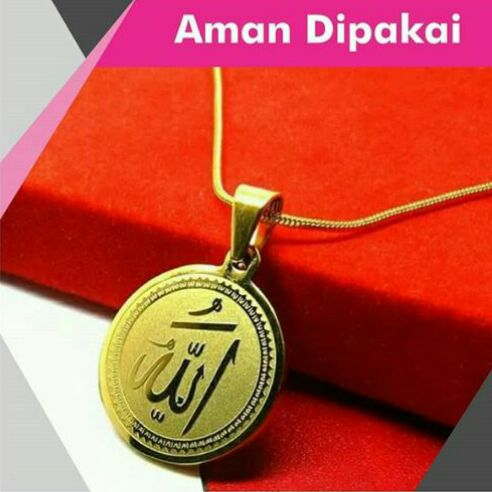 kalung liontin lafaz allah titanium pria wanita anti karat