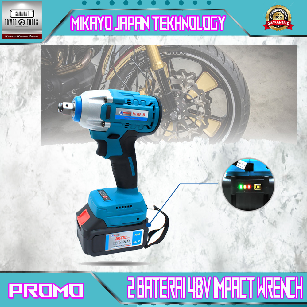 MIKAYO Cordless Impact Wrench 2 BATERAI  48V 18000 mAh  Brushless Bor Obeng Kunci 48 Volt