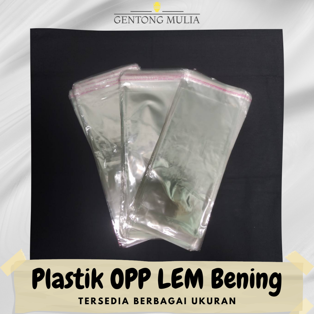 PLASTIK BENING OPP LEM BERBAGAI UKURAN UNTUK PEMBUNGKUS UDANGAN, CD, UANG, BAJU, DLL (100 pcs) (UKUR