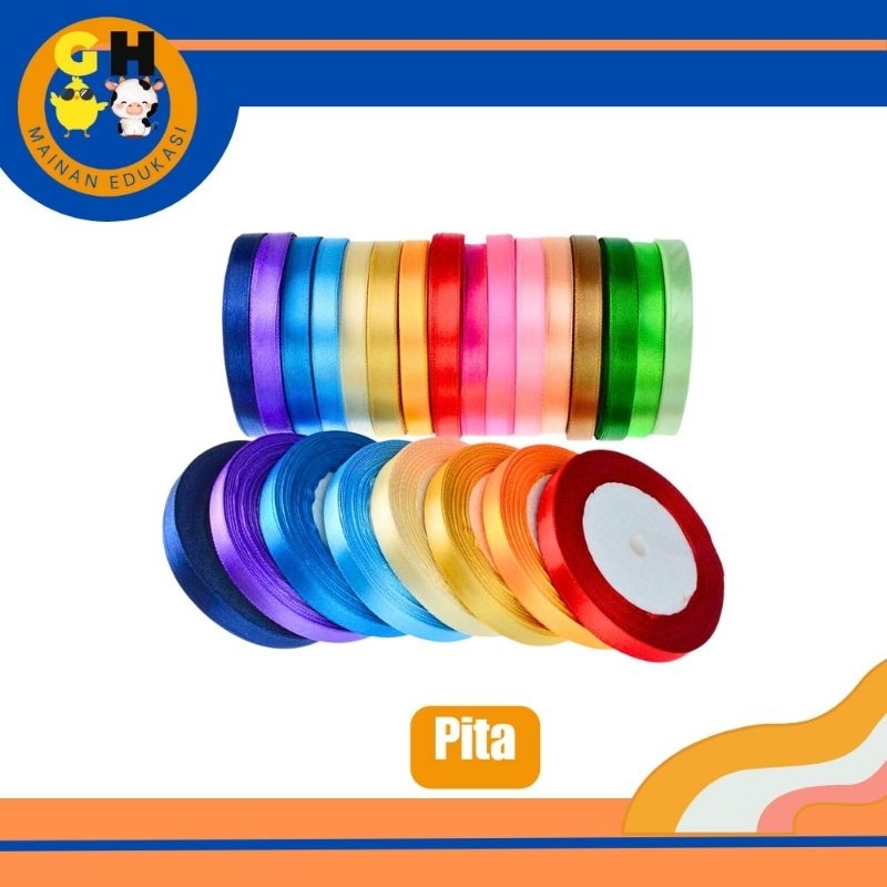 Pita Warna Satin Lebar 1/2 Inch 1,25cm Harga Tertera per 1 meter