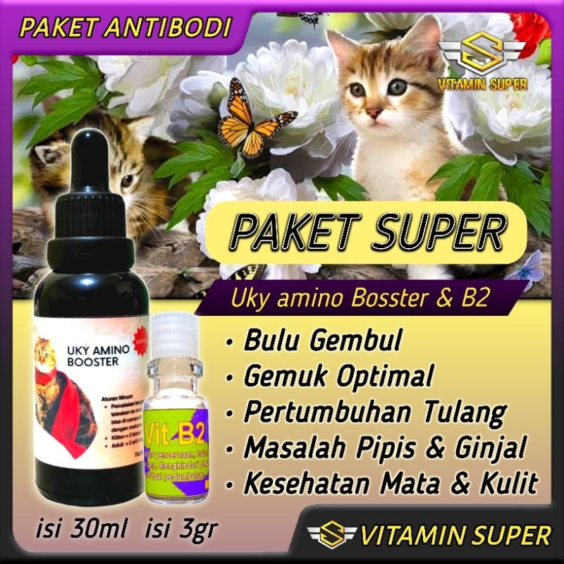 Vitamin Kucing Paket Antibodi Vitamin B2 Uky Amino dan WookuWooku for Cats | Vitamin Bulu Gembul, Gemukin, Sakit Mata, Sakit Ginjal, Masalah Kulit, Kucing Subur, Imunitas dan Antibodi Kuat