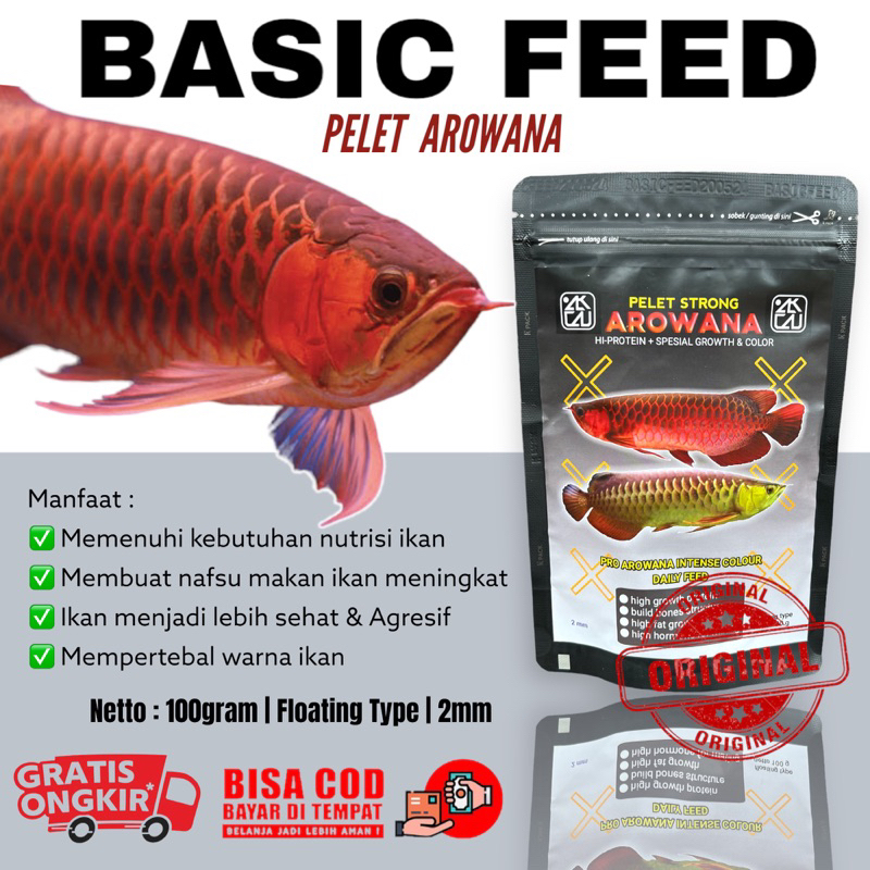 pelet ikan arwana super red kemasan 100gr | pakan ikan | makanan ikan