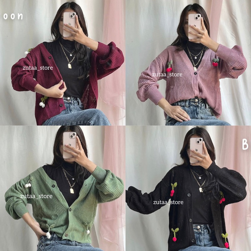 CHERRY CARDIGAN RAJUT PREMIUM LUCUU