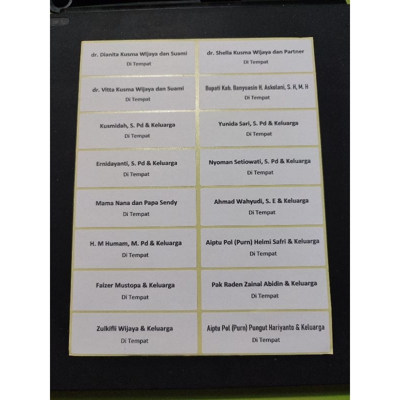

Print label undangan 104 (2,3x7,5cm) isi 16 nama
