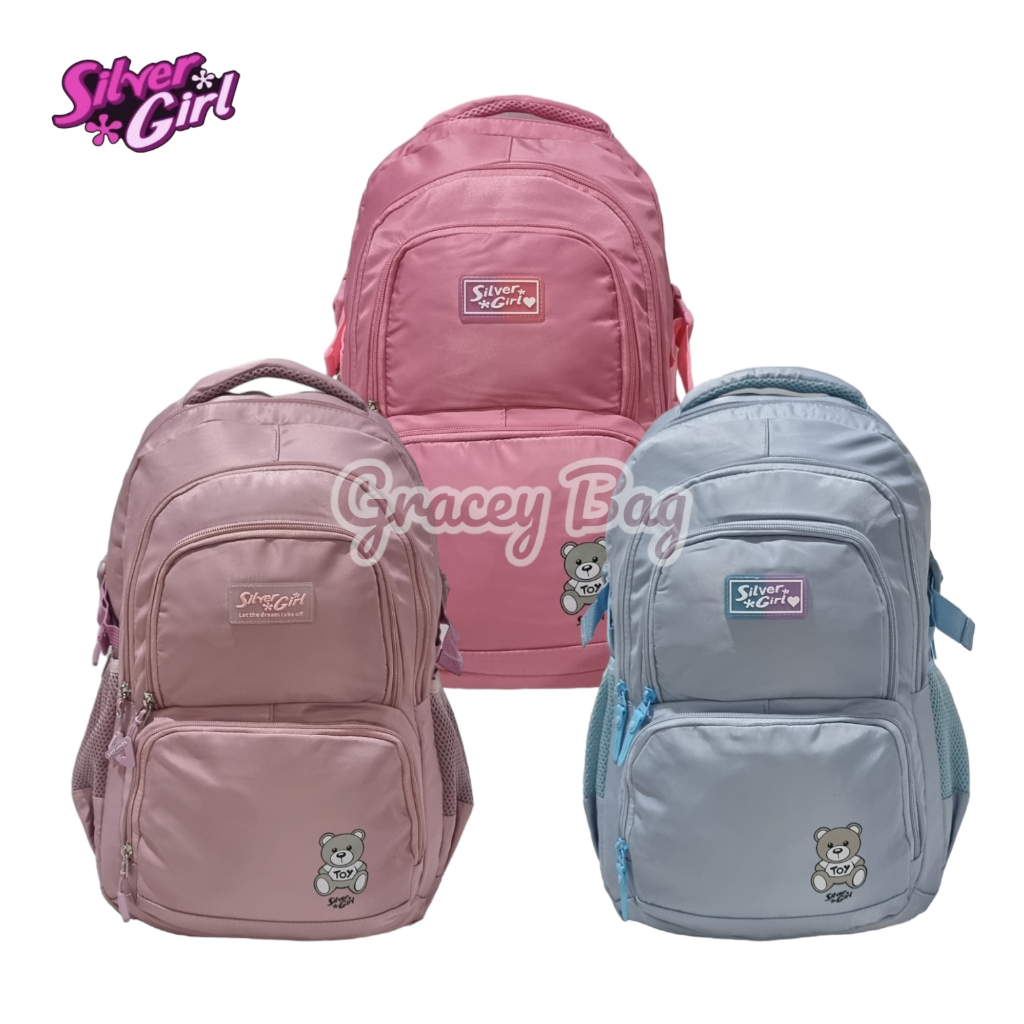 Gracey Bag 72514F / GB-72414F Tas Ransel Sekolah Anak Perempuan / Remaja Silvergirl