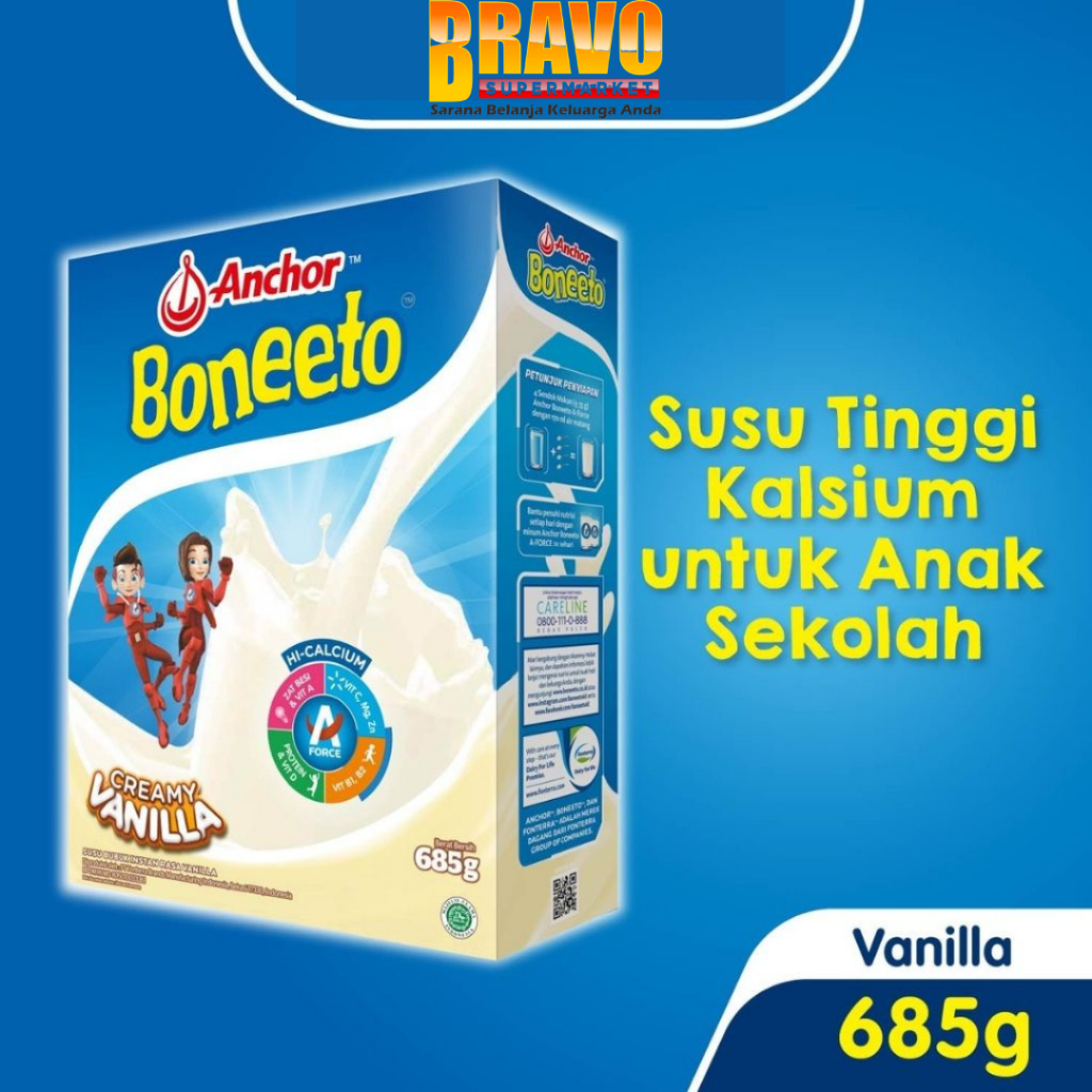 

Bravo Bojonegoro - Boneeto Susu Bubuk Anak Sekolah Creamy Vanilla & Yummy Choco 685GR - Nutrisi Pertumbuhan Anak untuk Daya Pikir dan Tubuh Aktif