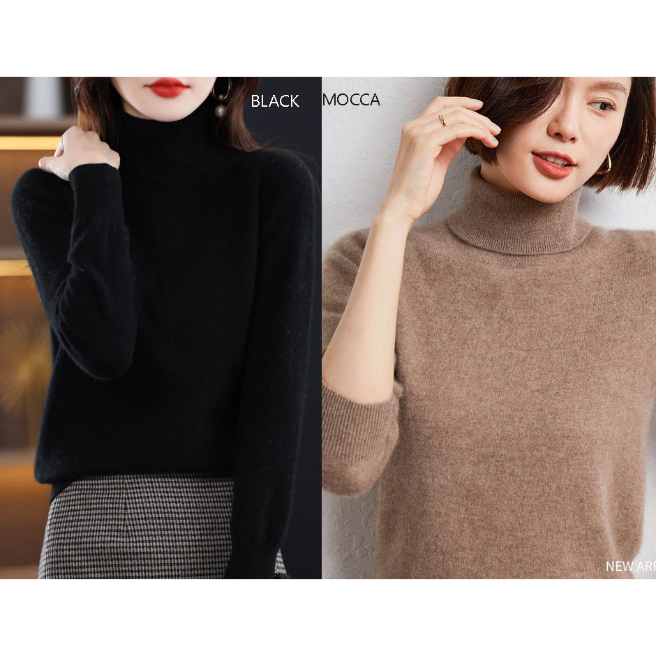 Blouse Turtleneck Rajut lengan panjang