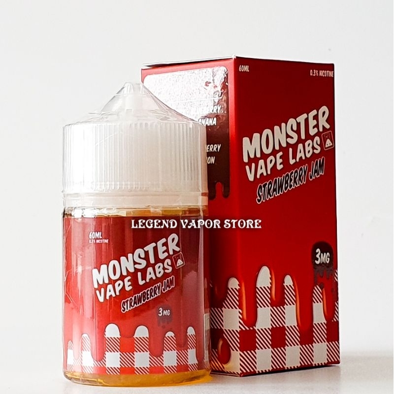 FREEBASE - LIQUID MONSTER VAPE LABS Strawberry 60ML 3MG 6MG AUTHENTIC JAM MONSTER