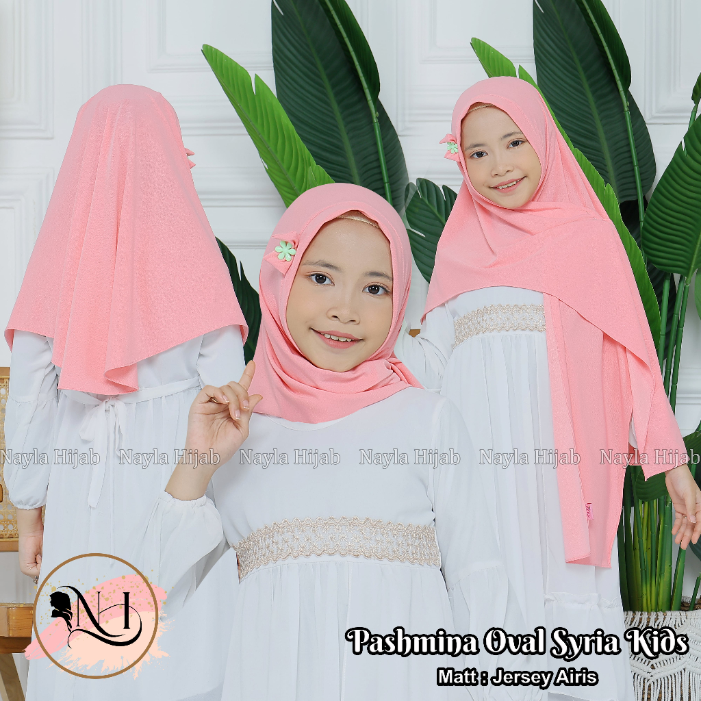 KERUDUNG PASHMINA OVAL SYRIA  KIDS HIJAB INSTAN ANAK JERSEY AIRIS TERBARU NAYLA HIJA'B