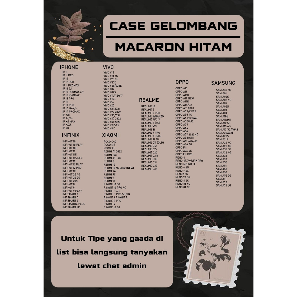 GLB-04 Softcase Gelombang Black Motif for ALL TYPE A17 A17K Y02 T1 5G V25E SS A73 A04 A04S A33 5G POCO M5 RM 10 9A 9T NOTE 10 5G RL 10 5 C20 C21Y C35 C55 HT 20S 12i SMART 7 iP 11 XR 13 pro 14 pro max