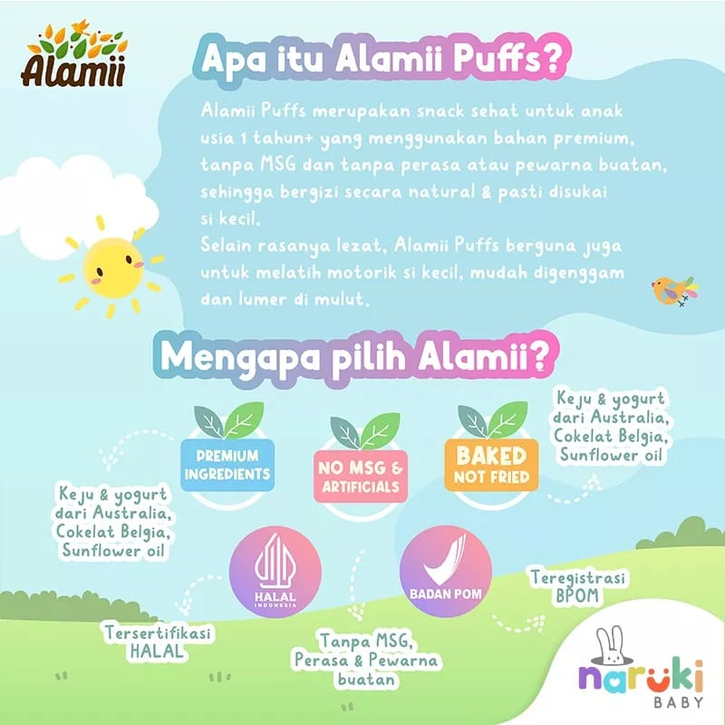 (BEST SELLER!!) ALAMII PUFFS SNACK SEHAT (MAKANAN BAYI) CEMILAN ANAK DAN BAYI / SNACK ANAK 1 TAHUN KEATAS / jajanan anak sehat / cemilan sehat bayi