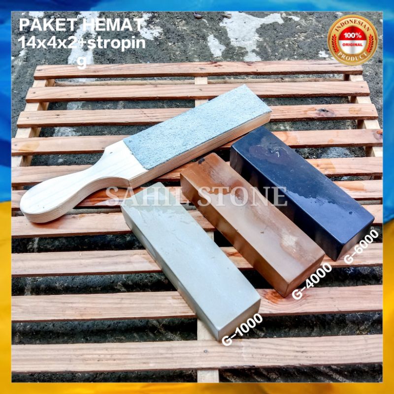 Batu asah asli alam + stropping