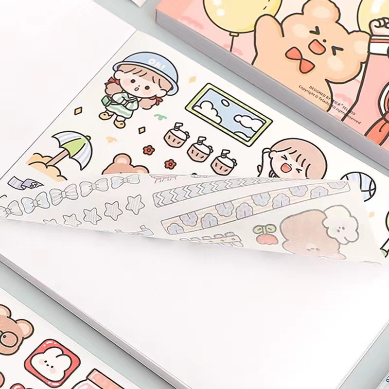 【Harga Minimum】Stiker Lucu Stiker DIY Stiker Imut Stiker Aesthetic 50PCS Stiker Karakter Kartun Pola Lucu Karakter Kartun Buku Harian Lucu Pita Washi Sticker Pack Stiker kertas aesthetic korea karakter kartun