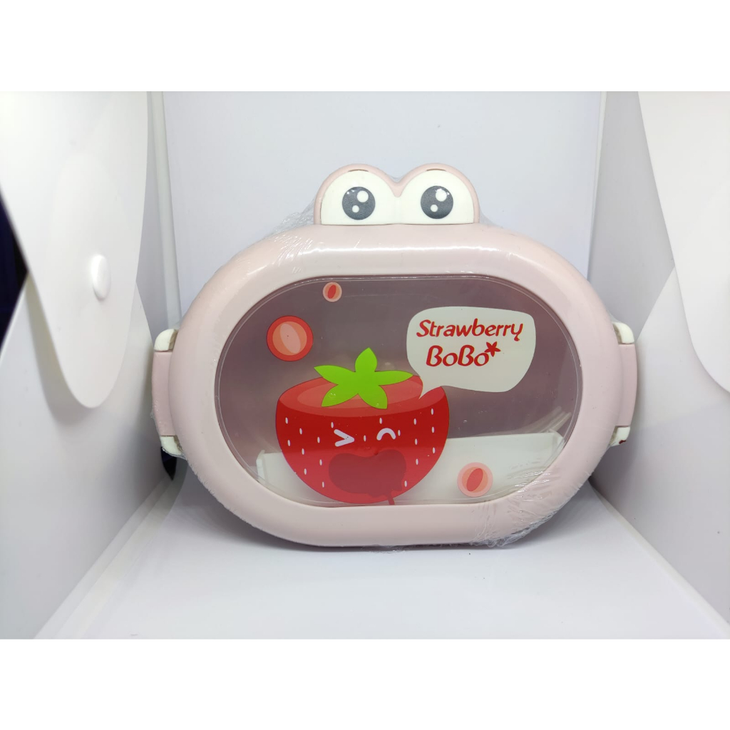 Lunch Box Kotak Makan Anak Karakter Katak / Box Makan Anak 2 Sekat / Bekal Anak FREE Sendok &amp; Garpu 6387