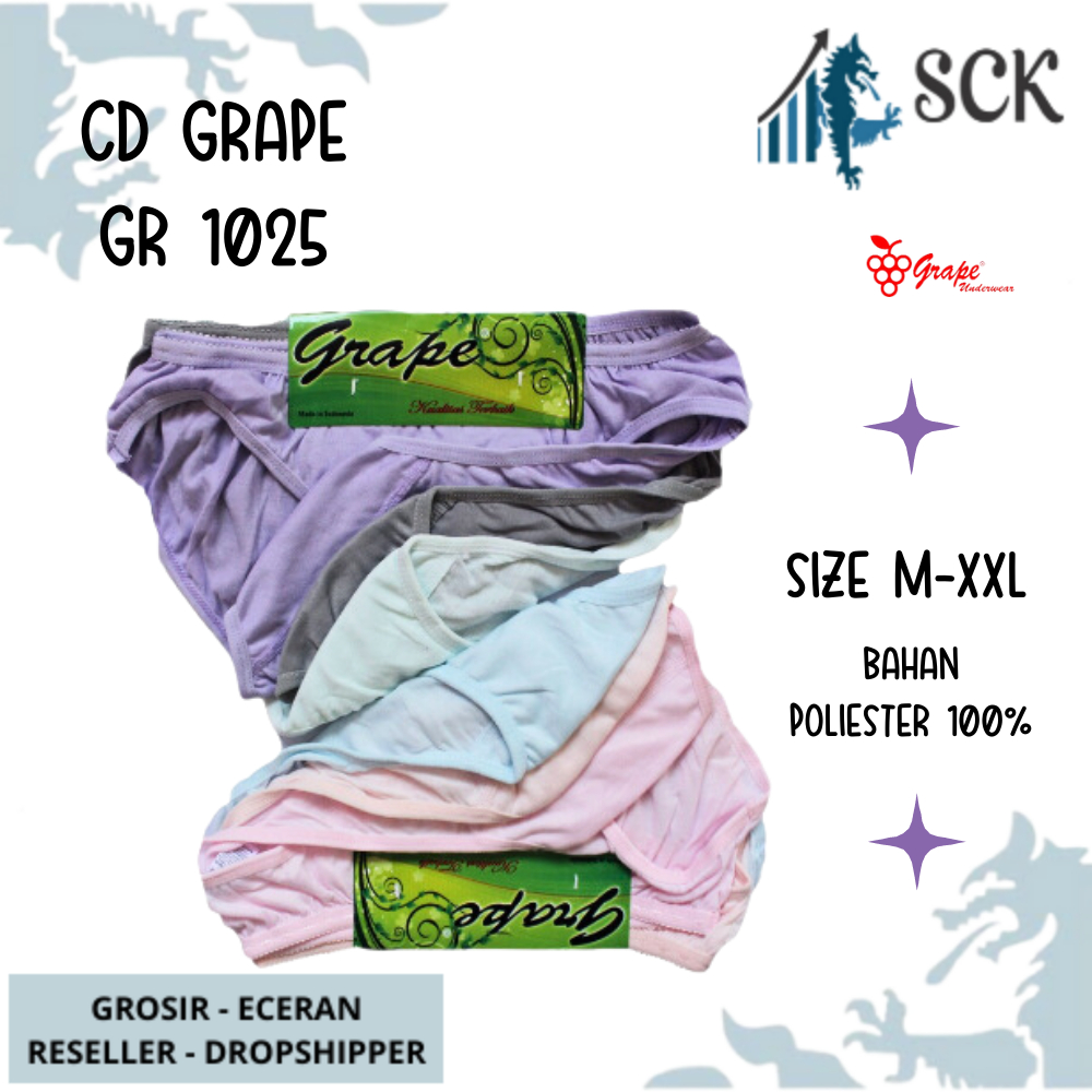 [ISI 3] Celana Dalam GRAPE 1025 Halus / CD Ukuran M-XXL Bahan Katun / Pakaian Dalam Wanita