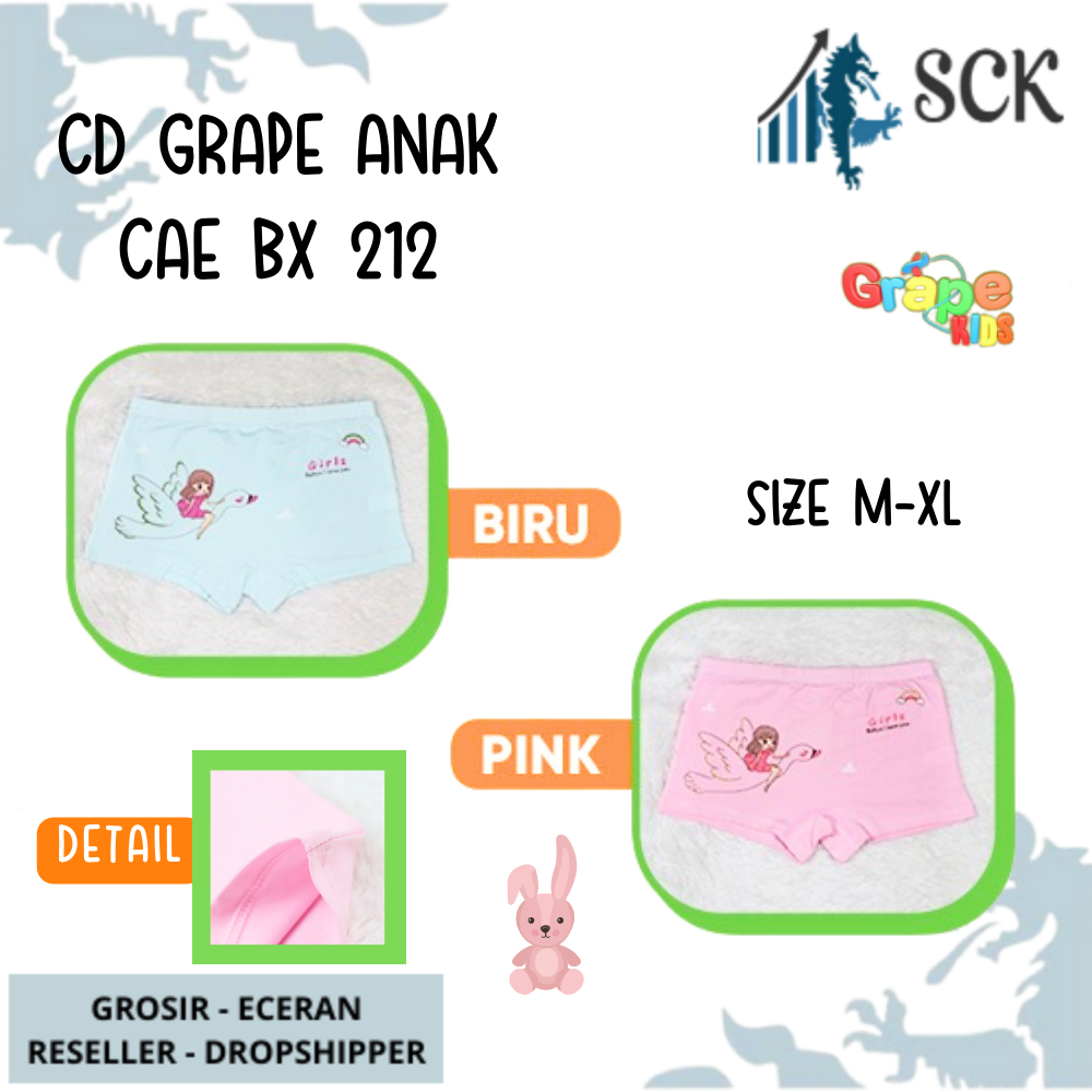 [ISI 3] CD GRAPE Anak 212 Motif Bunga Dasar Putih size M-XL / CD Perempuan Anak Perempuan Katun