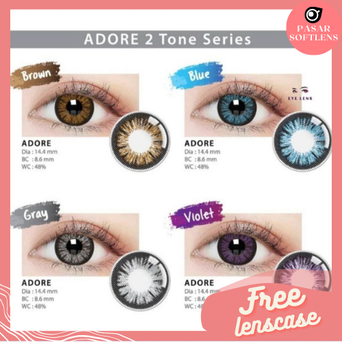 SOFTLENS LC ADORE NORMAL &amp; MINUS (-0.50 S/D -3.00) FREE LENSCASE DIA 14.4MM BY IRIS LAB / BLACK BROWN GREY / Softlen Soflen Soflens