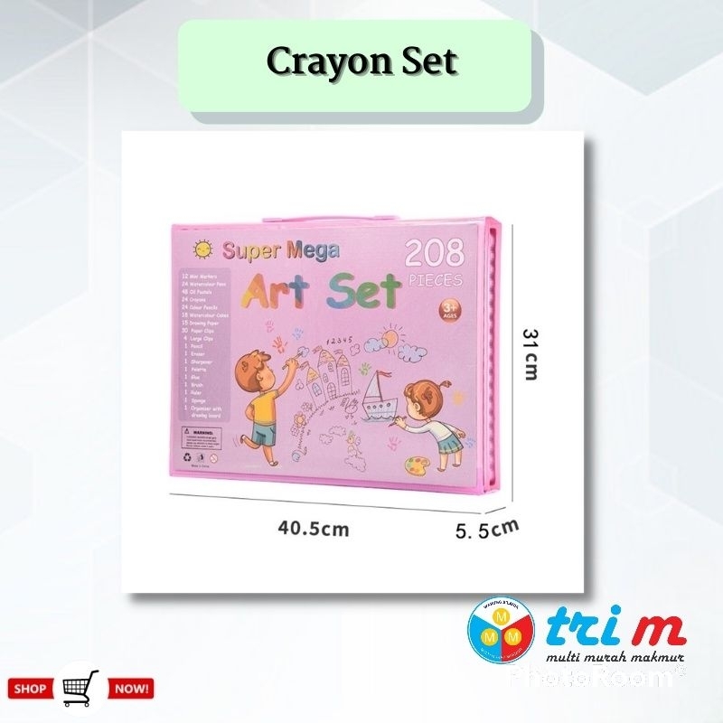 Crayon/Crayon set/Set mewarnai/Crayon Art Set 208 pieces
