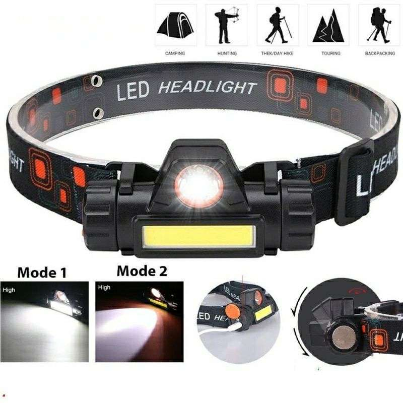 SENTER KEPALA 2 in 1 multifungisi - Headlamp Recharger LED