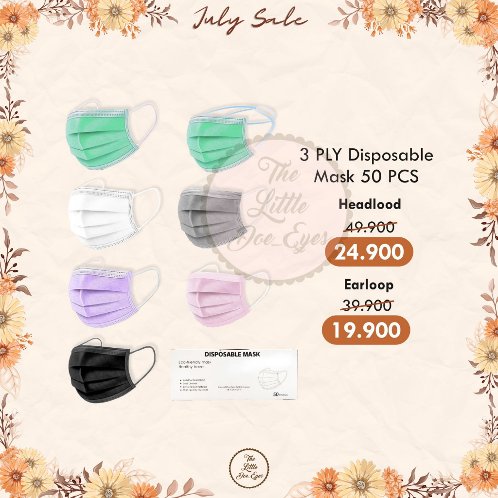 [READY] 3 PLY Colourful Disposable Mask/ 3 ply masker (isi 50pcs)