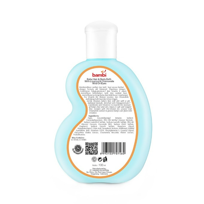 Bambi 2in1 Hair &amp; Body Bath 100ml / Sabun dan Shampoo Untuk Bayi PH Balance CBKS