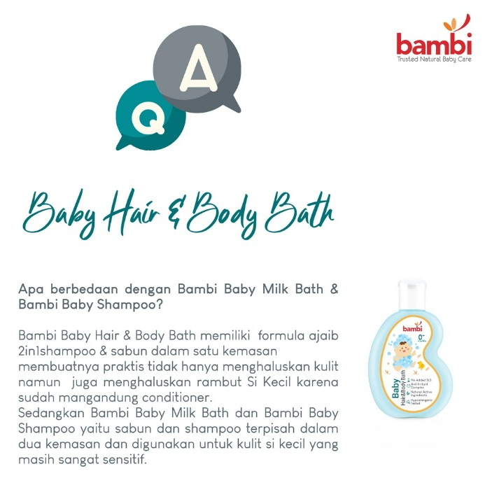 Bambi 2in1 Hair &amp; Body Bath 100ml / Sabun dan Shampoo Untuk Bayi PH Balance CBKS