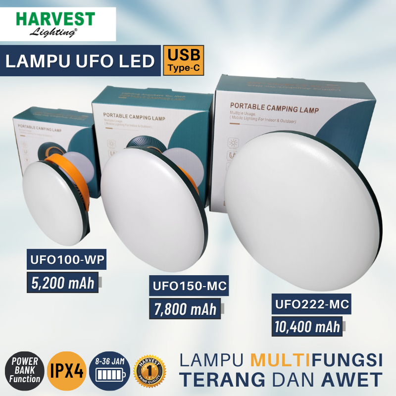 UFO Portable LED Lamp Harvest Lighting Lampu Multi Fungsi Camping Emergency Powerbank