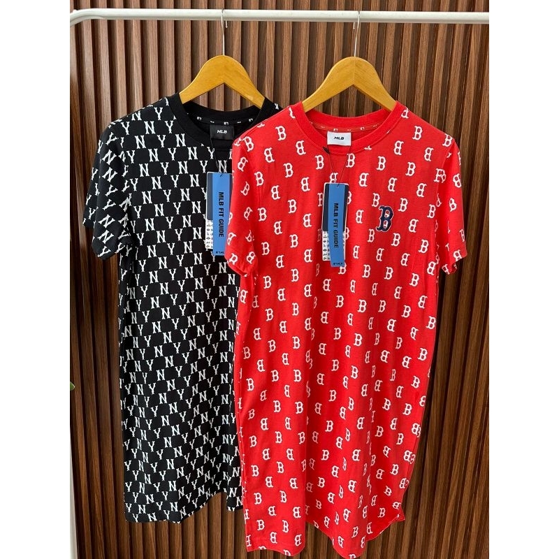 MLB logo cotton shirt dress