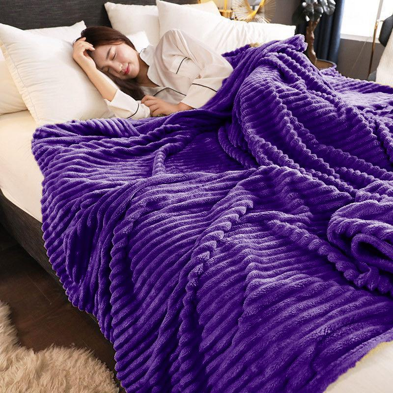 Selimut Bulu Dewasa Tebal Embos Salur Polos 3D 180x200 Impor Berkualitas