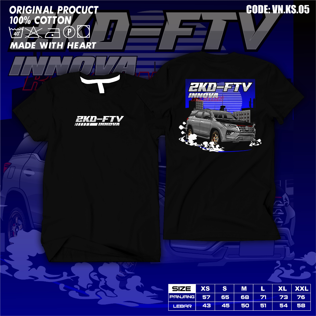 Kaos Racing  2KD-FTV INNOVA T-Shirt Otomotif Baju Distro Pria 2KD-FTV INNOVA