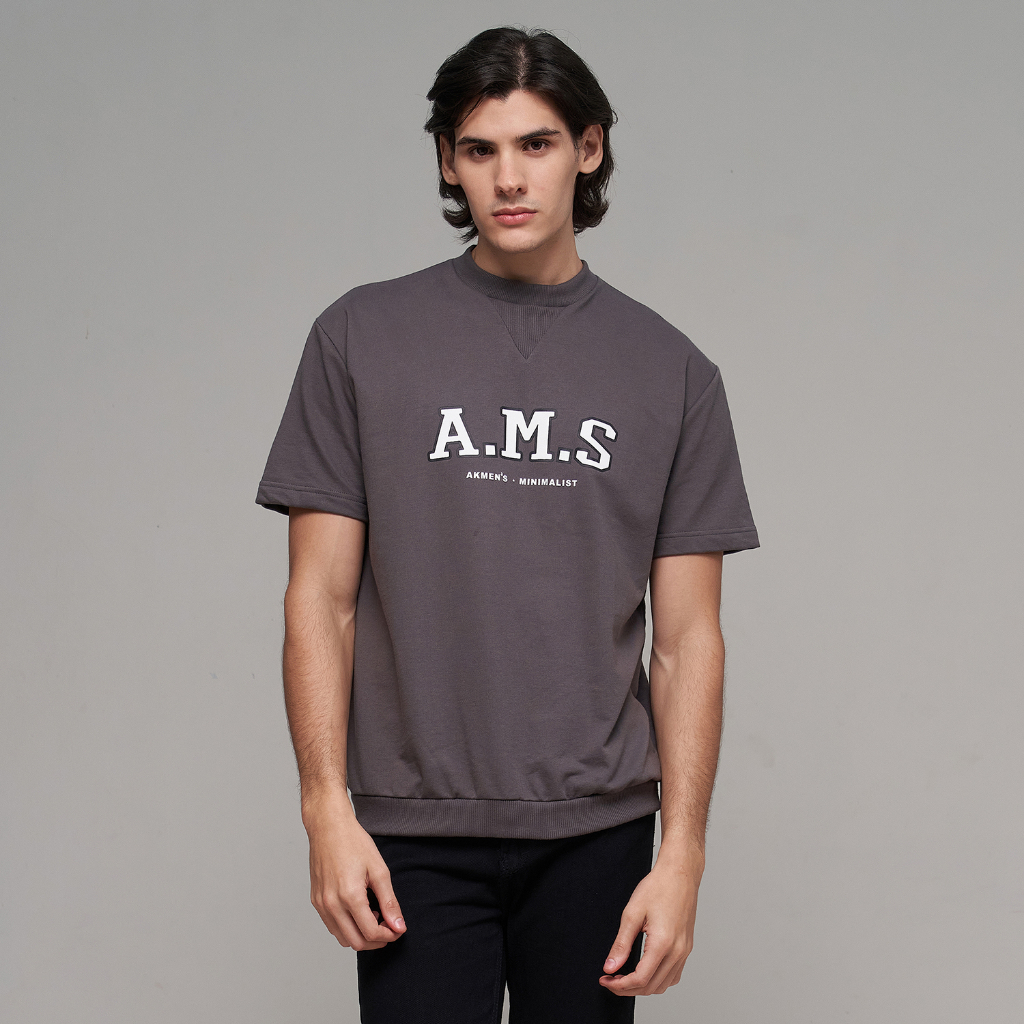 AKMEN'S Kaos Oversize Pria Casual Style 1.0 Tangan Pendek Premium Terry Dark Grey