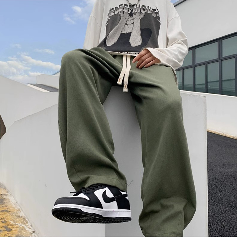 Celana panjang pria korean style celana cargo panjang ArmyGreen loose straight pants Celana panjang cowok Celana santai oversize Celana boyfriend jogger Celana highwaist karet 2023