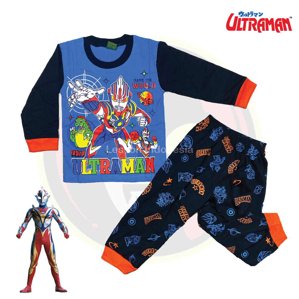 Setelan Anak Laki Laki Baju tidur Motif Ultraman LESSON