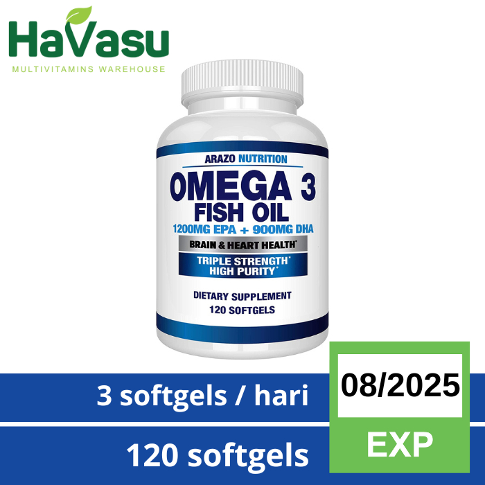 Arazo Nutrition Omega 3 Fish Oil 4,080MG High EPA 1200mg DHA 900mg